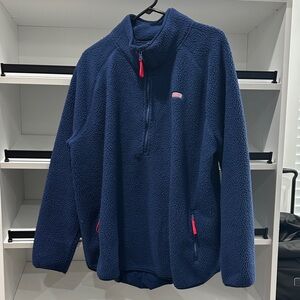 Vineyard Vines Navy Blue Fleece Pullover with Red Accents